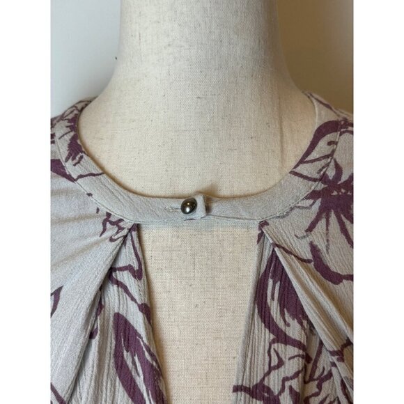 Free People Dress Women Small Gray Purple Floral Swing Flowy Key Hole Tunic Mini - Picture 7 of 11